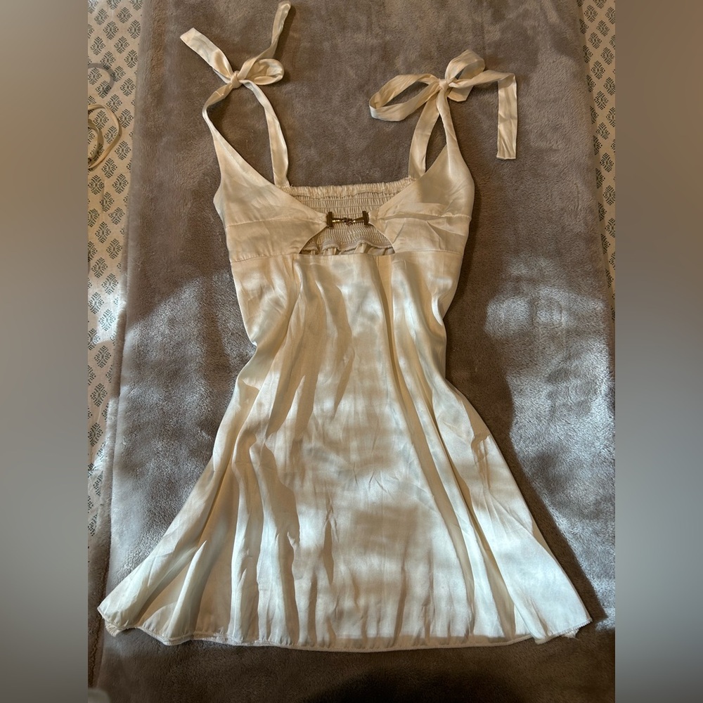 Ivory babydoll satin mini dresss
